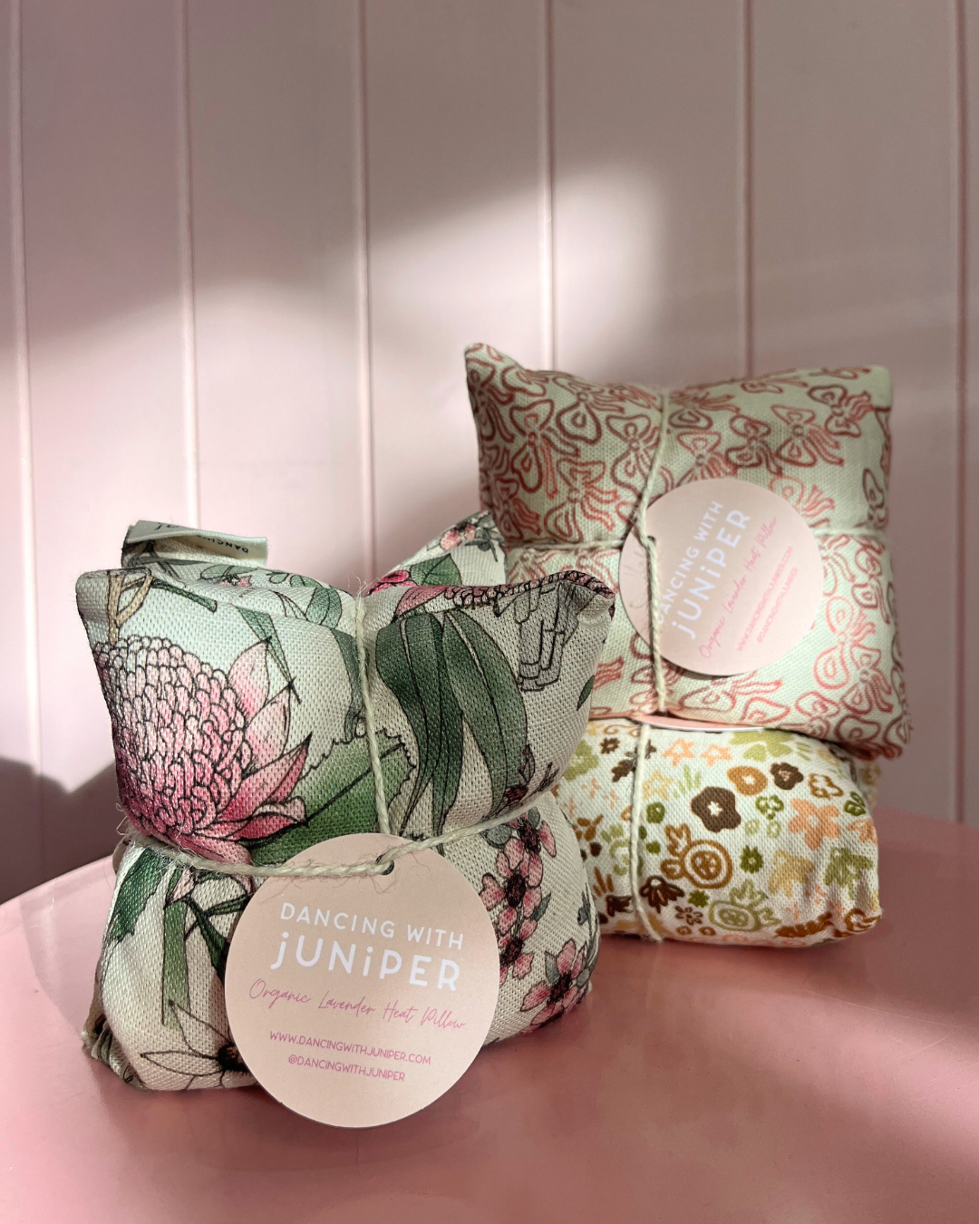 Heat pillows with floral patterns with two size options, small or large. Bloom and Rocket Florist Brisbane