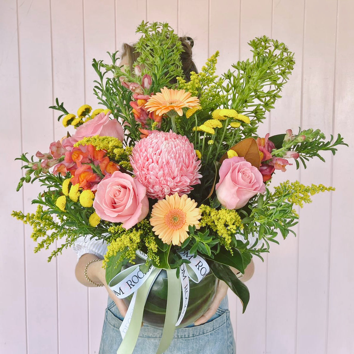 Bright vase arrangement. Bloom and Rocket Florist. Brisbane flower delivery. 