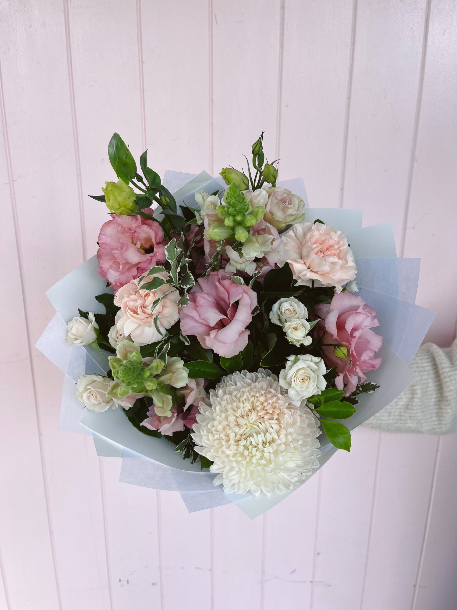 Bouquet of flowers with pink and white flowers. Bloom and Rocket Florist. Brisbane Flower Delivery.