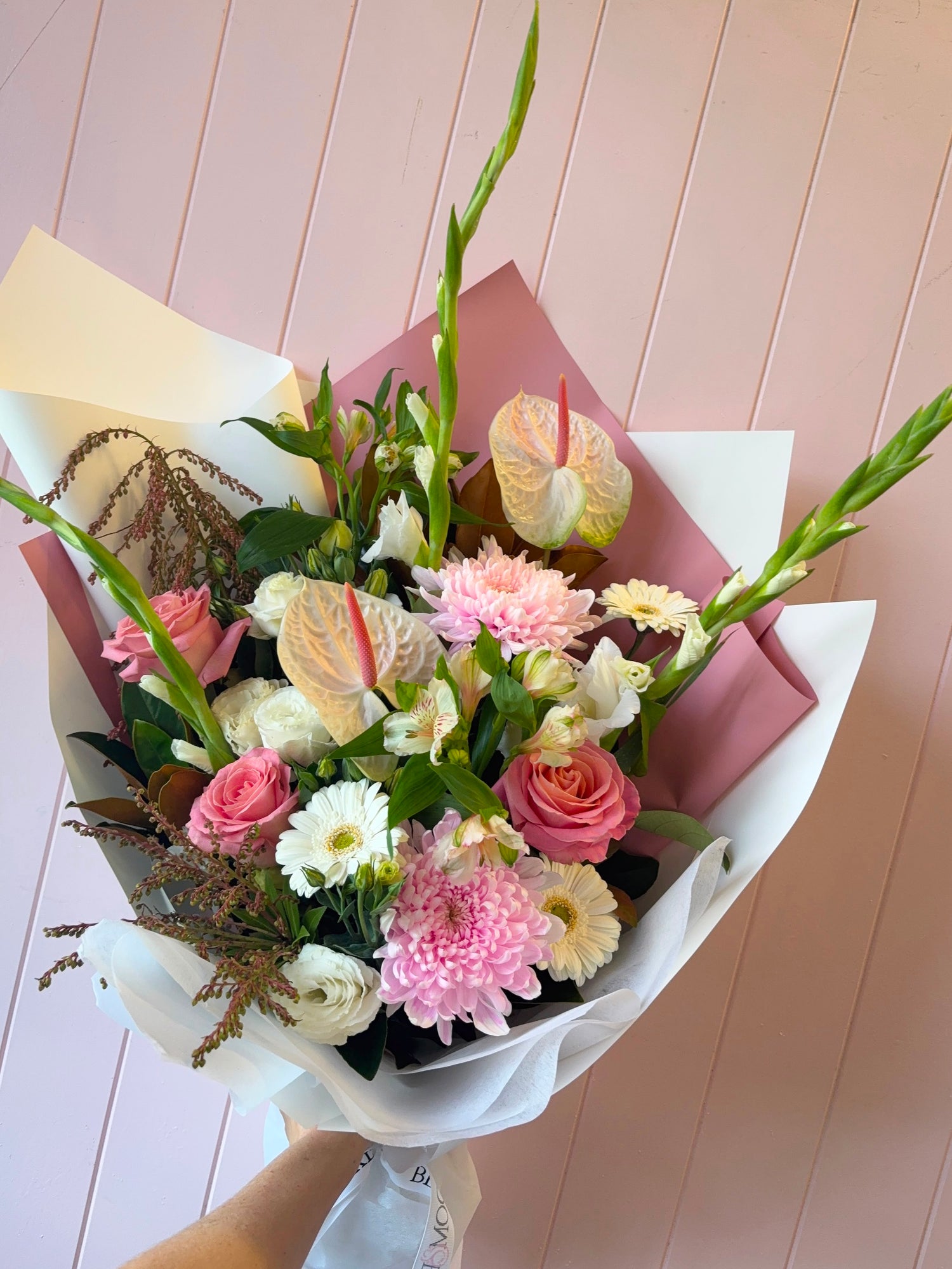 Pink bouquet. Bloom and Rocket Florist, Brisbane.