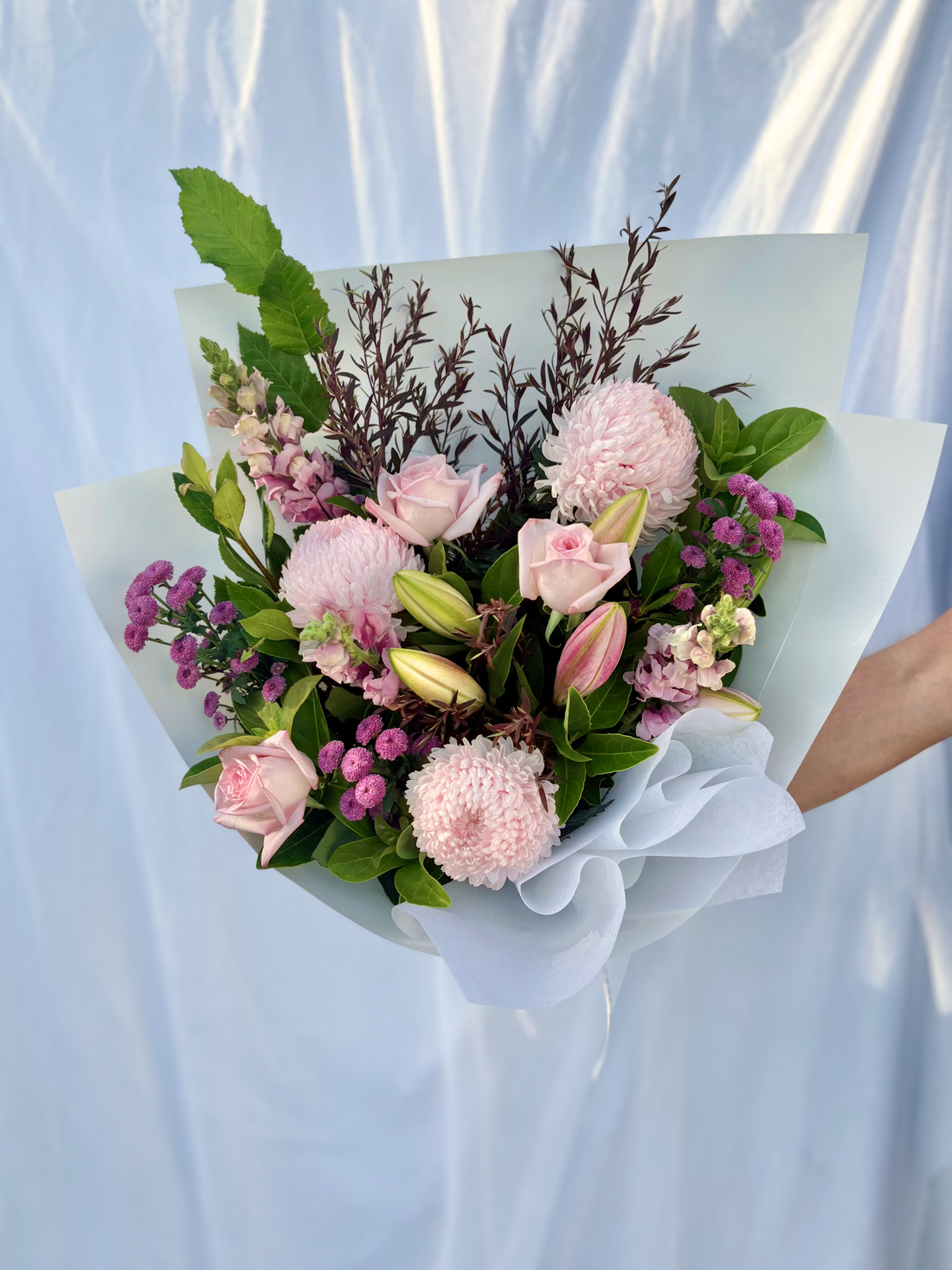 Valentines Pink Fresh Flower Bouquet, send love from Bloom &amp; Rocket, same-day delivery.